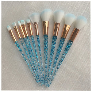 Women 10pcs Unicorn Glitter Makeup Brushes Set