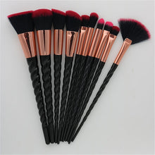 Load image into Gallery viewer, Women 10pcs Unicorn Glitter Makeup Brushes Set