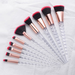 Women 10pcs Unicorn Glitter Makeup Brushes Set