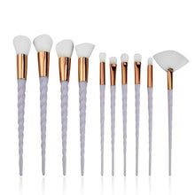 Load image into Gallery viewer, Women 10pcs Unicorn Glitter Makeup Brushes Set