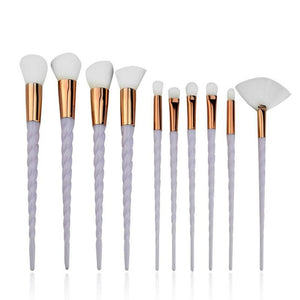 Women 10pcs Unicorn Glitter Makeup Brushes Set