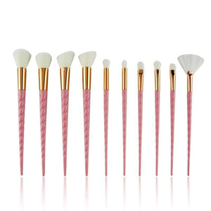 Women 10pcs Unicorn Glitter Makeup Brushes Set