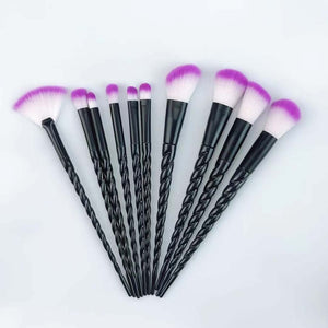Women 10pcs Unicorn Glitter Makeup Brushes Set