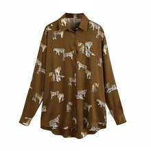 Load image into Gallery viewer, AACHOAE Women Leopard Print Turn Down Collar Shirt