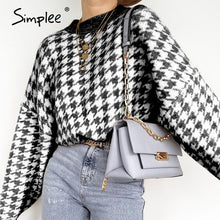 Load image into Gallery viewer, SIMPLEE Women Geometric Knitted Sweater