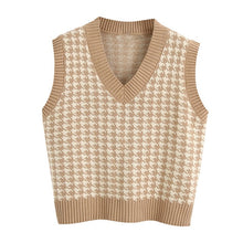 Load image into Gallery viewer, KPYTOMOA Women Houndstooth Loose Knitted Vest