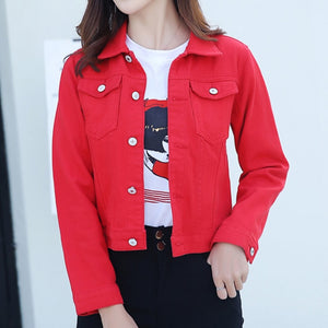 MSDASTE Women Denim Basic Slim Jacket