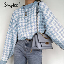 Load image into Gallery viewer, SIMPLEE Women Geometric Knitted Sweater