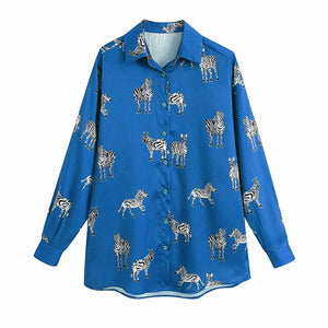 AACHOAE Women Leopard Print Turn Down Collar Shirt