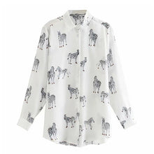 Load image into Gallery viewer, AACHOAE Women Leopard Print Turn Down Collar Shirt