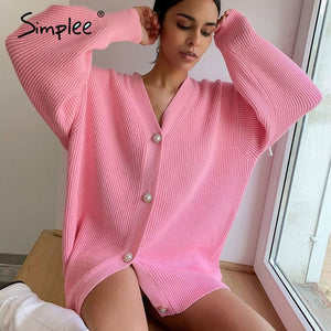 SIMPLEE Women Casual Long Knitted Cardigan