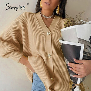 SIMPLEE Women Casual Long Knitted Cardigan