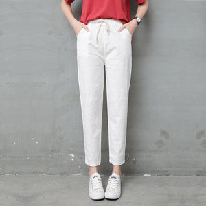 LUCKBN Women Elastic Waist Casual Loose Pants