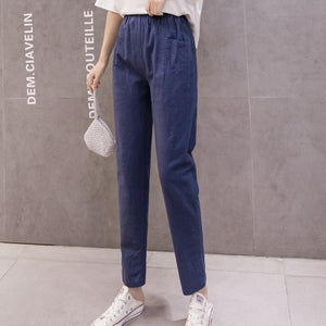 LUCKBN Women Elastic Waist Casual Loose Pants