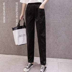 LUCKBN Women Elastic Waist Casual Loose Pants