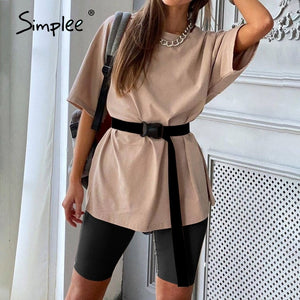 SIMPLEE Women Two Piece Suit with Belt Sports Tracksuits
