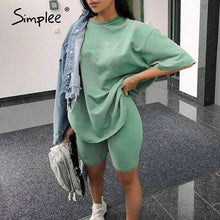 Load image into Gallery viewer, SIMPLEE Women Two Piece Suit with Belt Sports Tracksuits