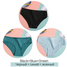 Load image into Gallery viewer, FINETOO Women Cotton 3Pcs Soft Striped Underwear M-XL