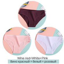 Load image into Gallery viewer, FINETOO Women Cotton 3Pcs Soft Striped Underwear M-XL