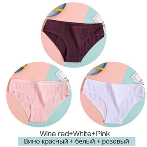 FINETOO Women Cotton 3Pcs Soft Striped Underwear M-XL