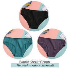 Load image into Gallery viewer, FINETOO Women Cotton 3Pcs Soft Striped Underwear M-XL