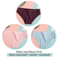 Load image into Gallery viewer, FINETOO Women Cotton 3Pcs Soft Striped Underwear M-XL