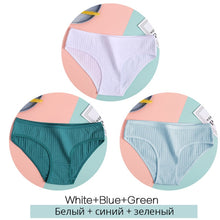 Load image into Gallery viewer, FINETOO Women Cotton 3Pcs Soft Striped Underwear M-XL