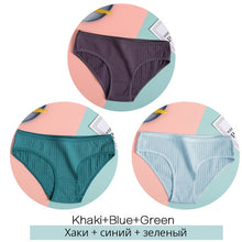 Load image into Gallery viewer, FINETOO Women Cotton 3Pcs Soft Striped Underwear M-XL