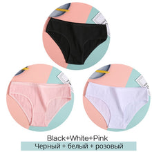 Load image into Gallery viewer, FINETOO Women Cotton 3Pcs Soft Striped Underwear M-XL