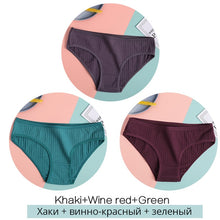 Load image into Gallery viewer, FINETOO Women Cotton 3Pcs Soft Striped Underwear M-XL