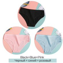 Load image into Gallery viewer, FINETOO Women Cotton 3Pcs Soft Striped Underwear M-XL