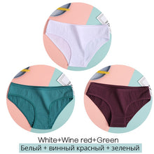 Load image into Gallery viewer, FINETOO Women Cotton 3Pcs Soft Striped Underwear M-XL