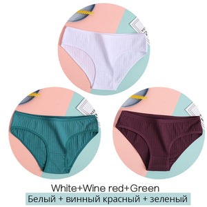 FINETOO Women Cotton 3Pcs Soft Striped Underwear M-XL