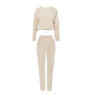 MNEALWAYS18 Women Vintage Top And Zipper Khaki Pants