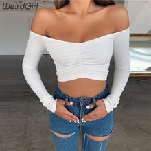 Load image into Gallery viewer, WHATIWEAR Women Off Shoulder Long Sleeve Top