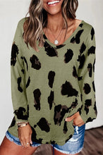 Load image into Gallery viewer, LUSOFIE Women Leopard V Neck Long Sleeve Loose Top