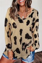 Load image into Gallery viewer, LUSOFIE Women Leopard V Neck Long Sleeve Loose Top