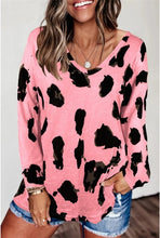 Load image into Gallery viewer, LUSOFIE Women Leopard V Neck Long Sleeve Loose Top