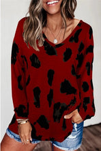 Load image into Gallery viewer, LUSOFIE Women Leopard V Neck Long Sleeve Loose Top