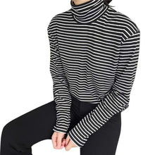 Load image into Gallery viewer, LIVA GIRL Women Striped Long Sleeve Turtleneck Top