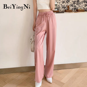 BEIYINGNI Women High Waist Wide Leg Pants