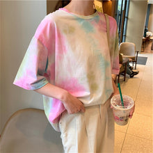 Load image into Gallery viewer, YOYLLGAA Women Tie Dye Short Sleeve T-Shirt