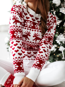 HIRIGIN Women Santa Claus Xmas Print Knitwear