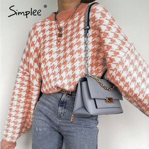 SIMPLEE Women Geometric Knitted Sweater