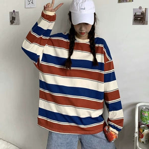 YOYLLGAA Women Rainbow Striped T-shirts