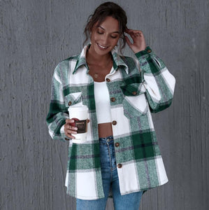 HIRIGIN Women Casual Plaid Shirt