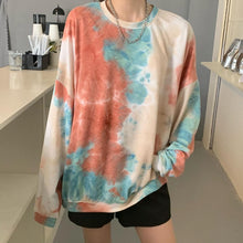 Load image into Gallery viewer, Women Long Sleeve O Neck Tie Dye Loose Sweatshirt