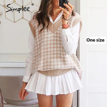 Load image into Gallery viewer, SIMPLEE Women Geometric Knitted Sweater