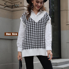 Load image into Gallery viewer, SIMPLEE Women Geometric Knitted Sweater