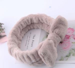 BYEOAUURTSY Flannel Cosmetic Headbands Soft Bowknot